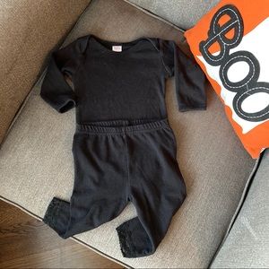Black long sleeve bodysuit & leggings set